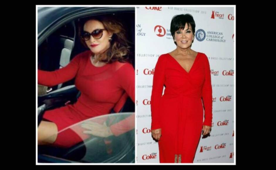 Caitlyn sorprende con un clásico vestido rojo, muy parecido al de la madre de sus dos últimas hijas.