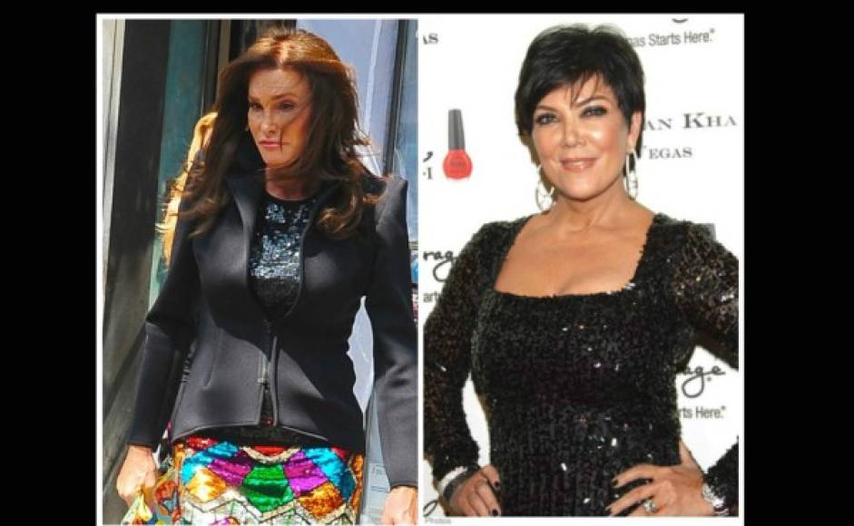 Mientras que Kris luce lentejuelas más sobrias, Caitlyn le apuesta al brillo de las mismas.