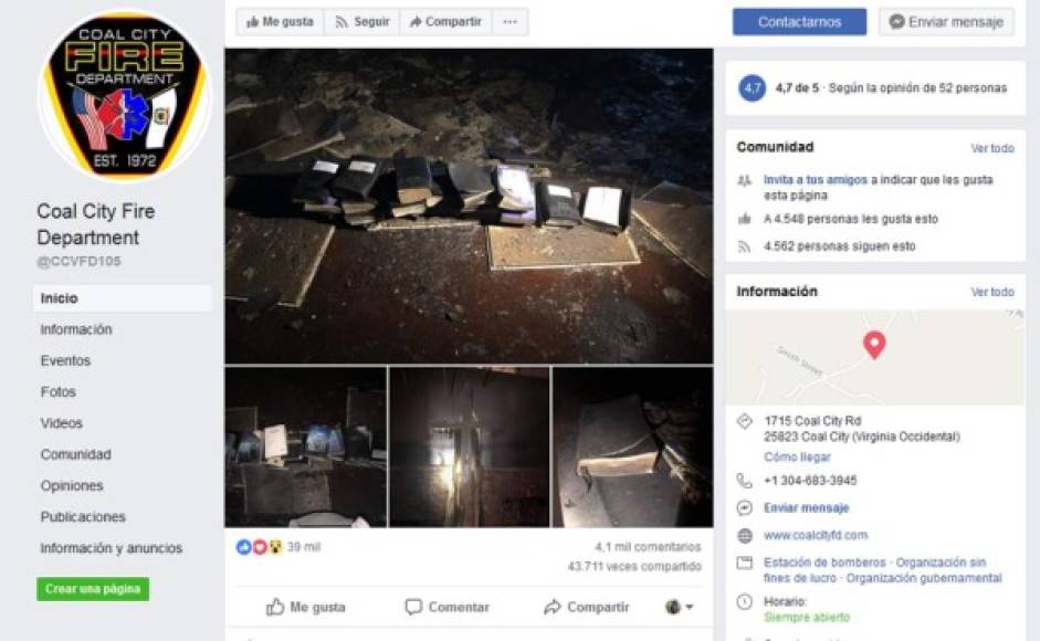 El departamento de bomberos de Coal City subió las imágenes y se volvieron virales y tuvieron miles de comentarios.