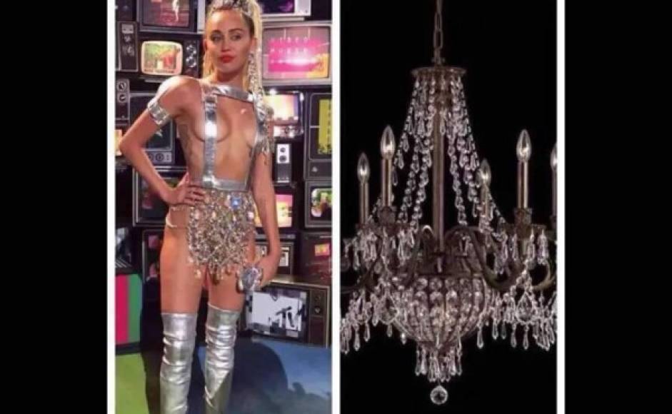 Miley Cyrus en un vestido de candelabro.