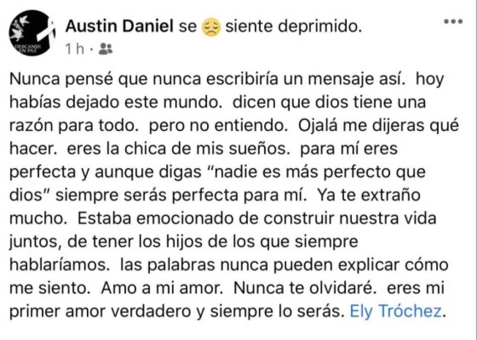 'Eres mi amor verdadero y siempre lo serás', escribió Austin en sus redes sociales para despedirse de Ely.