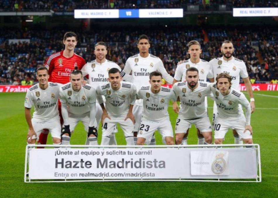 El once titular que presentó el Real Madrid contra el Valencia.