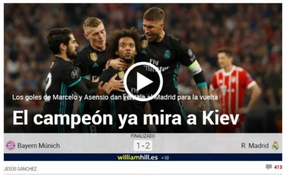 Diario Marca de España: 'El campeón ya mira a Kiev'.