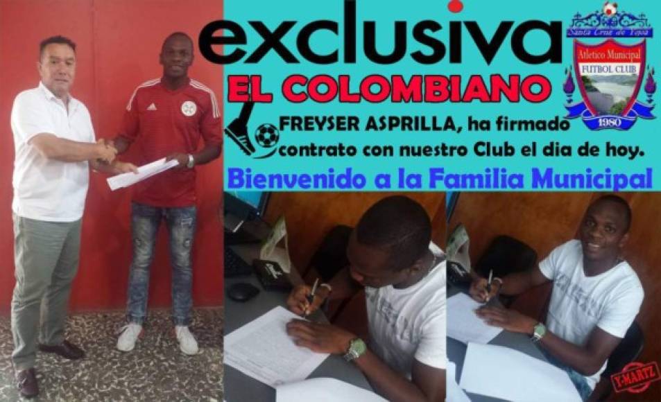 El delantero colombiano Freyser Asprilla ya estampó su firma y es oficialmente jugador del Atlético Municipal de Liga de Ascenso.