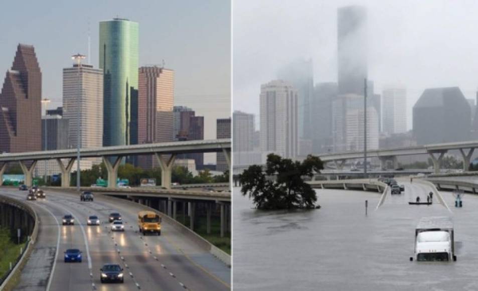 En apenas tres días el huracán degradado a tormenta tropical Harvey sumergió a Houston, la cuarta ciudad más importante de Estados Unidos, bajo el agua.