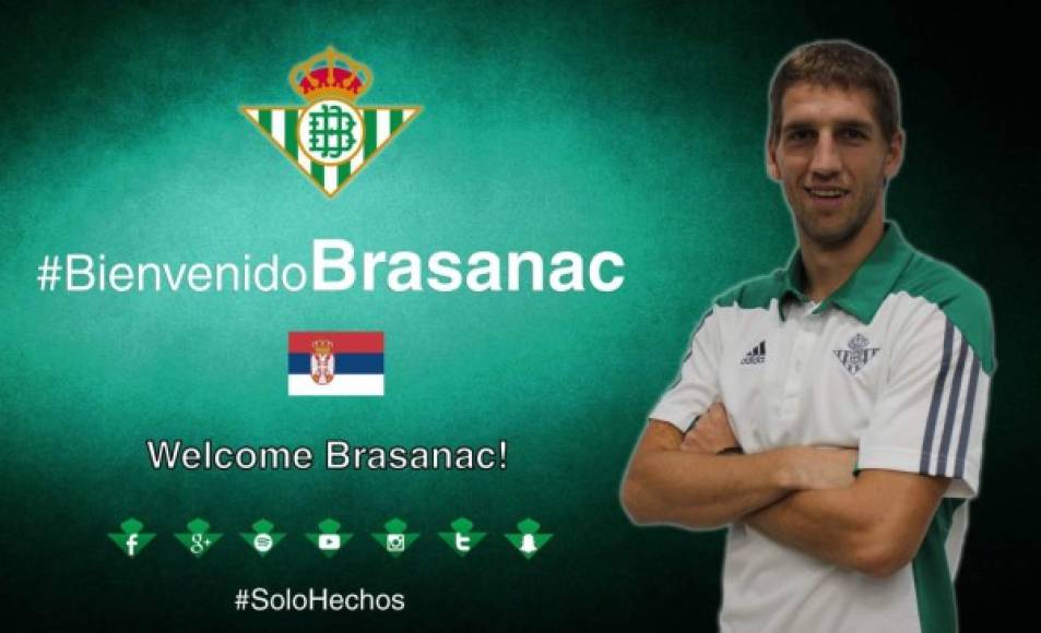 Darko Brasanac, nuevo jugador del Betis. El equipo verdiblanco ha incorporado al mediocentro serbio, procedente del Partizan de Belgrado. Firma para las cinco próximas temporadas.