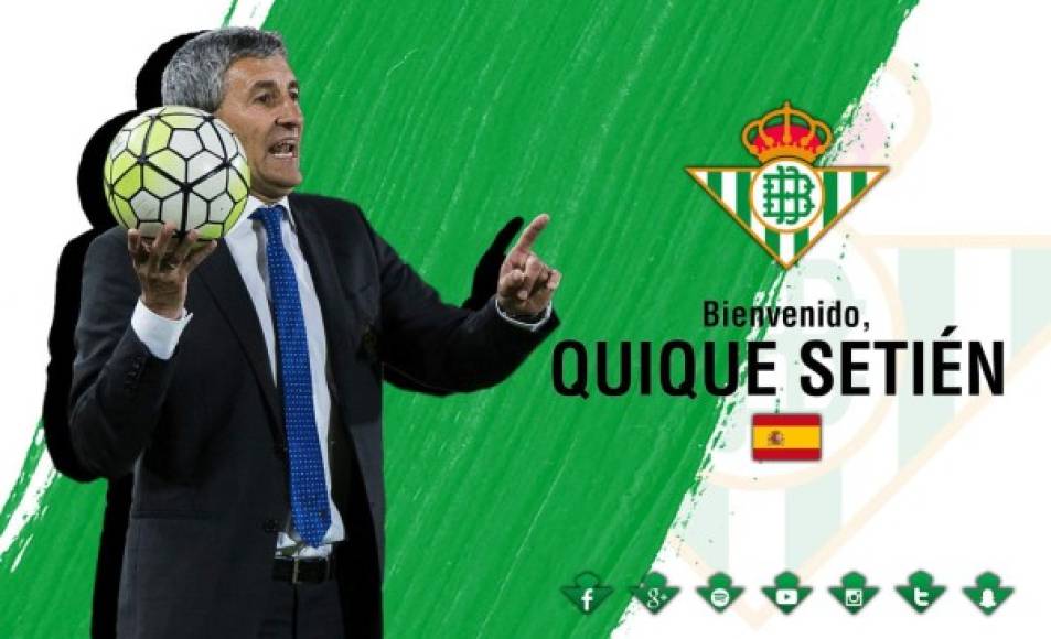 El Betis ha hecho oficial la contratación de Quique Setién para las tres próximas temporadas. El técnico, que será presentado a lo largo de la mañana, llega procedente de Las Palmas para reemplazar a Víctor en el banquillo bético.