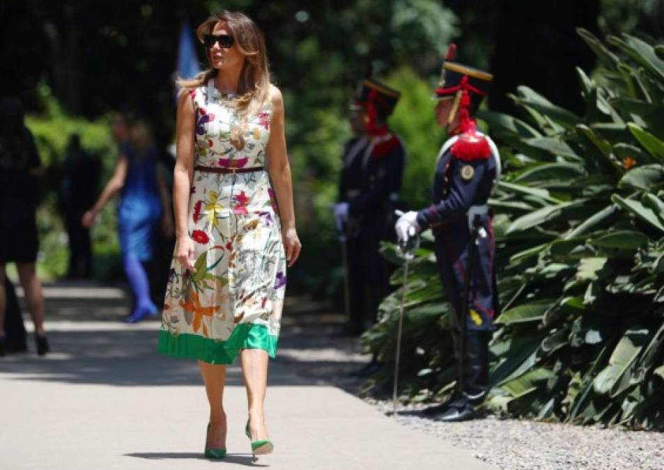 Melania es una de las primeras damas que está de visita en Argentina que más ha sido captada por las cámaras.