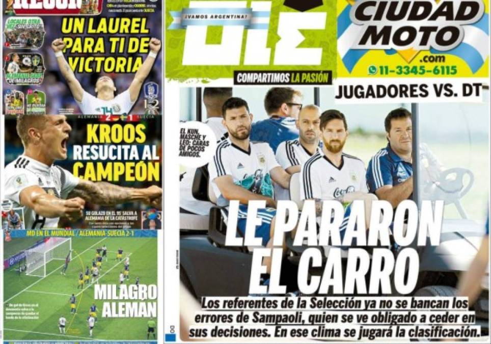 Las selecciones de Argentina, Alemania y México son noticia en las portadas de los medios internacionales.