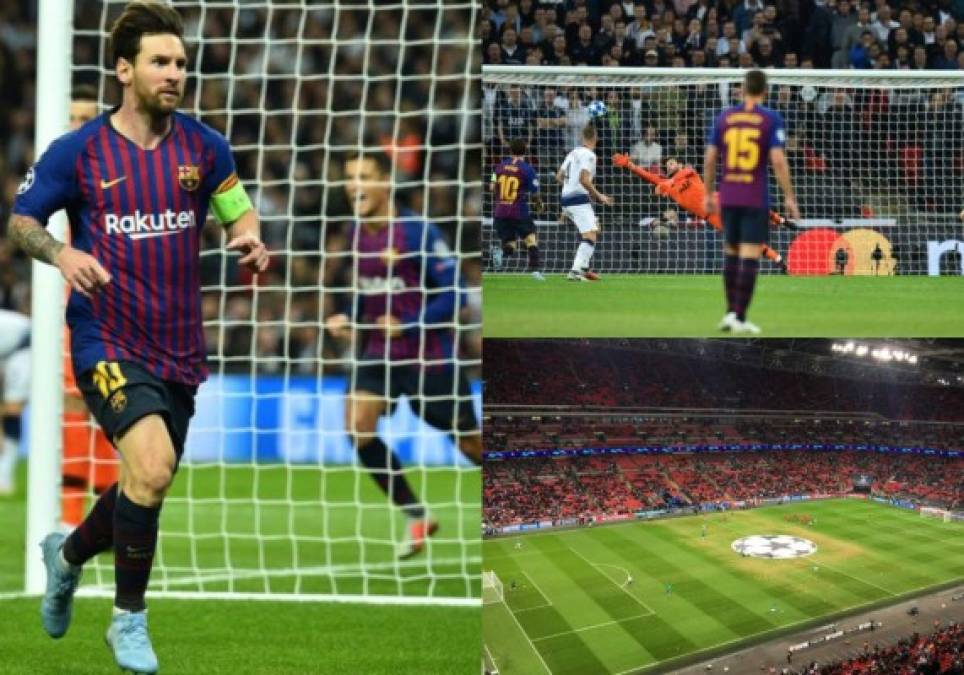 El FC Barcelona resurgió luego de 3 partidos de no ganar en la Liga de España y derrotó al Tottenham con marcador de 2-4 con un Messi intratable por la Champions League. Mira las fotos más curiosas del juego; un hondureño estuvo en el histórico estadio de Wembley.