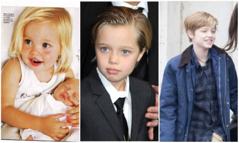 Shiloh: El primer hijo biológico de Angelina y Brad, que nació en el año 2006 en Namibia. El cambio físico más evidente en los hijos de los actores es el de Shiloh, que ahora tiene 11 años. <br/>Es la hija más polémica de todas ya que siempre viste como varón y de quien se especula se encuentra en tratamiento hormonal para detener su desarrollo como mujer.