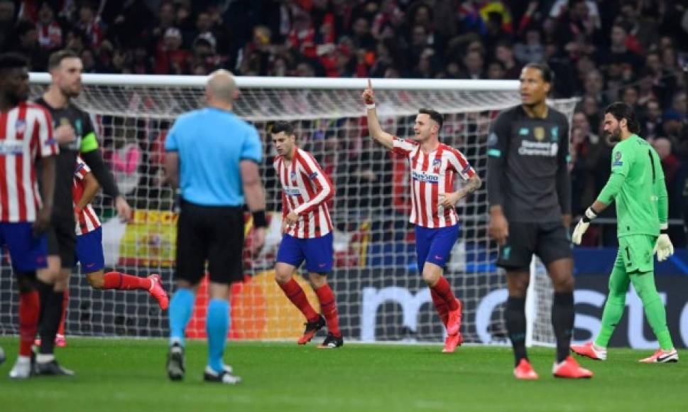 Saúl festejó por todo lo alto su anotación ante Liverpool.