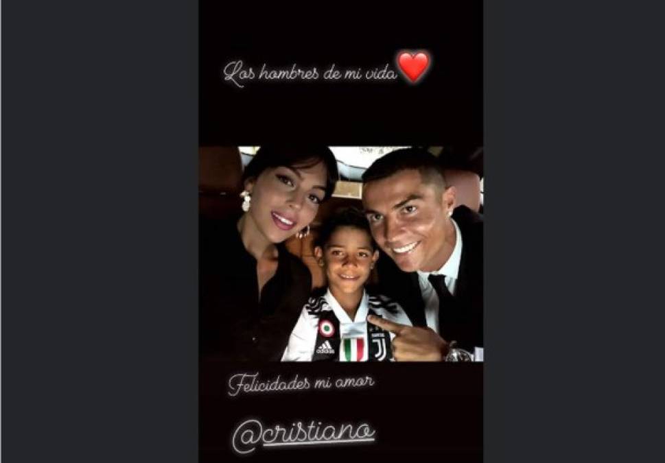 'Los hombres de mi vida. Felicidades mi amor', escribió Georgina Rodríguez junto a esta imagen que subió a su storie de Instagram.