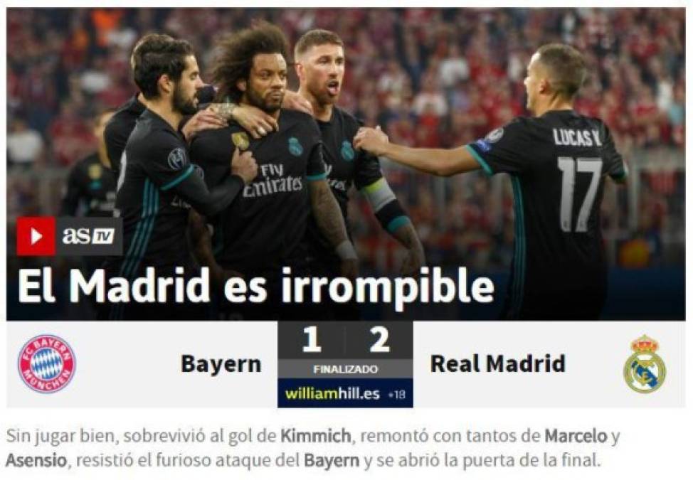 Diario AS de España: 'El Madrid es irrompible'
