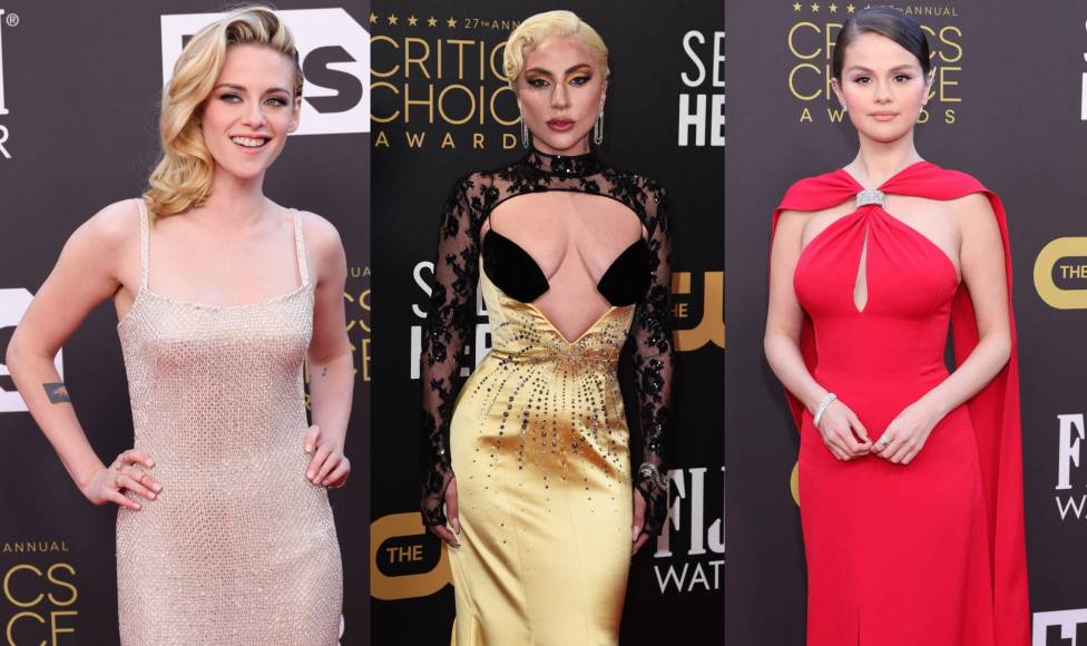 Kristen Stewart, Lady Gaga y Selena Gómez arribaron esta noche a la alfombra roja de los Critics’ Choice Awards. Las famosas, al igual que otras estrellas, destacaron por sus elegantes, pero a la vez arriesgados atuendos. 