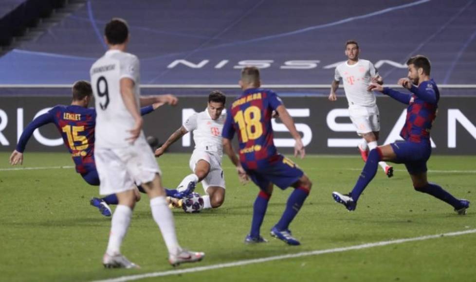 Philippe Coutinho, que entró de cambio en el segundo tiempo, marcó el séptimo gol del Bayern contra su ex equipo, el Barcelona.