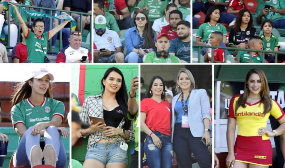 Las imágenes del gran ambiente en el derbi sampedrano entre Marathón y Real España en el estadio Yankel Rosenthal. Bellas modelos, presentadoras y novias de futbolistas roban miradas.
