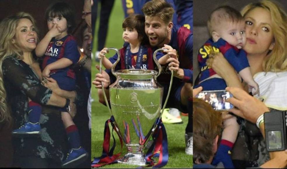 Shakira y Piqué disfrutaron con sus hijos Milan y Sahsa el triunfo del Barcelona en Berlín.