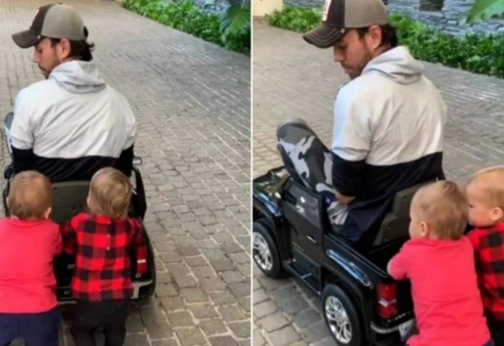 Enrique está más que loquito con sus mellizos. Esta tierna fotografía deja en evidencia como el artista trata de pasar tiempo de calidad con sus pequeños.