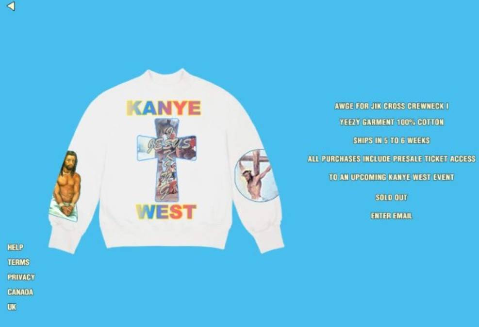 Kanye ya comenzó a vender mercancía con temas religiosos bajo su marca de ropa Yeezy.