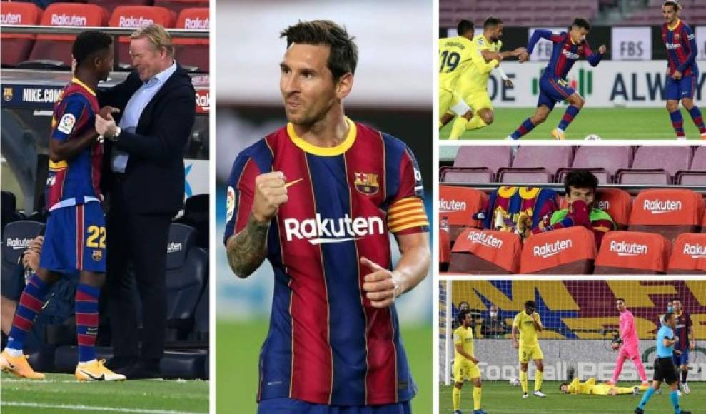 Las imágenes que dejó la primera victoria del FC Barcelona en su debut en la Liga Española 2020-2021 tras golear (4-0) al Villarreal con Ansu Fati y Lionel Messi como protagonistas.