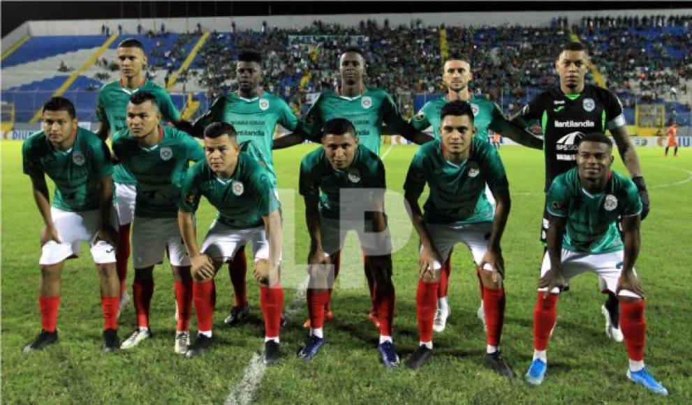 Posando el primer 11 titular del Marathón en este Torneo Clausura 2020 de la Liga Nacional.