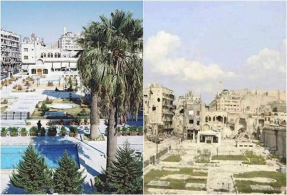 Las imágenes tomadas antes y después de la guerra reflejan los drásticos cambios sufridos en Siria.