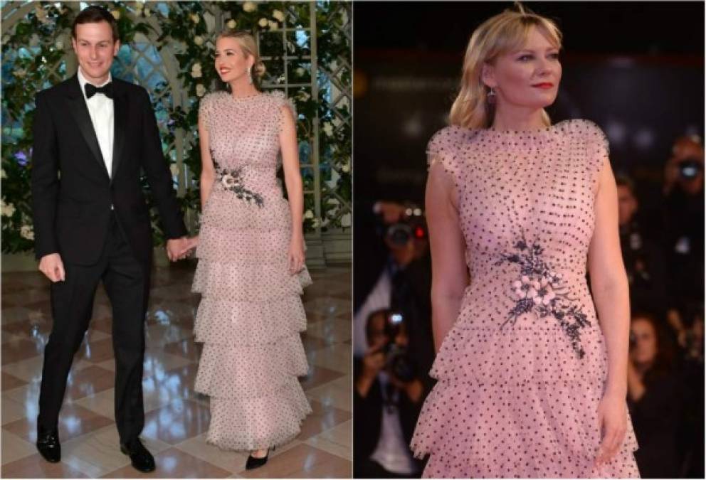 Ivanka Trump, hija del presidente estadounidense Donald Trump, generó una nueva polémica con su atuendo durante la cena de Estado en honor al presidente francés Emmanuel Macron.<br/><br/>La asesora presidencial optó por un vestido de la colección primavera de Rodarte, que la actriz estadounidense Kirsten Dunst estrenó durante el festival de Venecia.