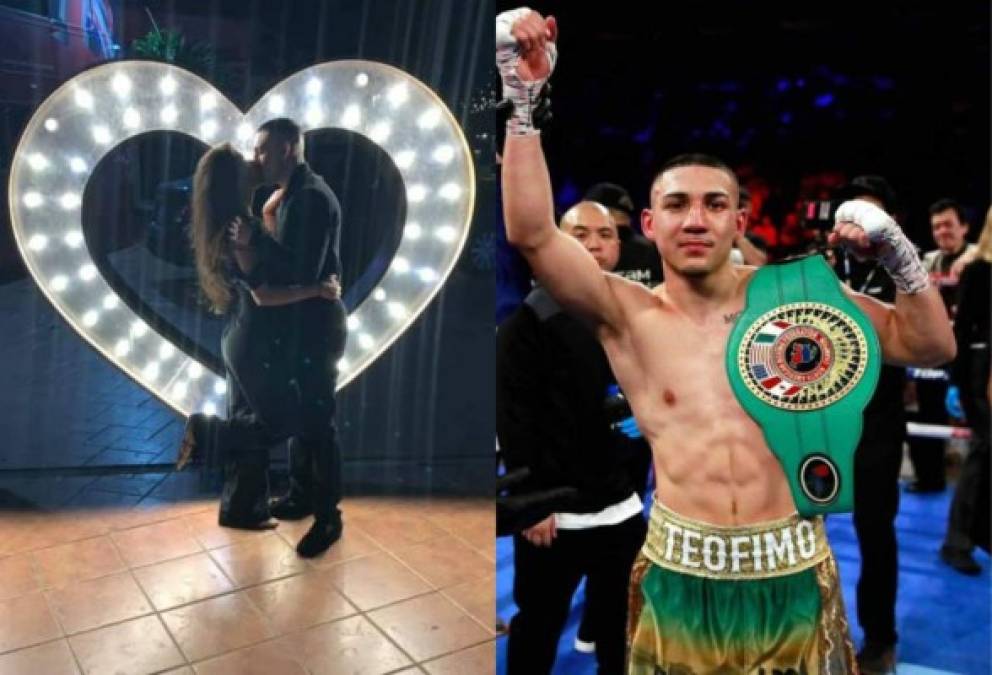 El boxeador hondureño Téofimo López de 20 años de edad, fue flechado luego de que contrajo matrimonio en Estados Unidos con una bella neoyorquina. Fotos Instagram.