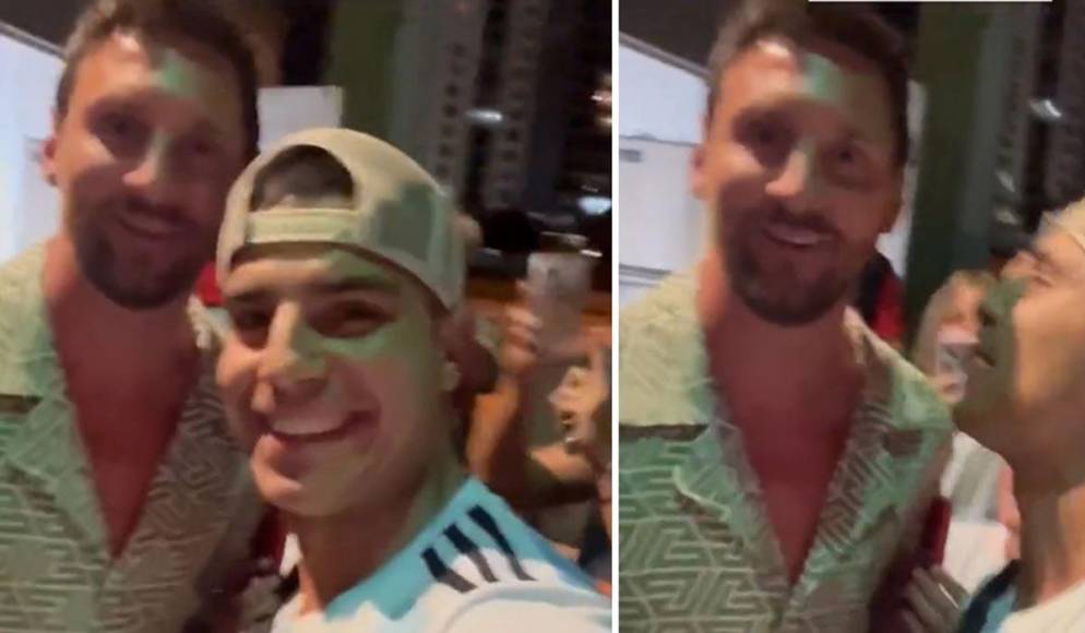 Este aficionado sorprendió al abrazar y darle un beso a Lionel Messi. 