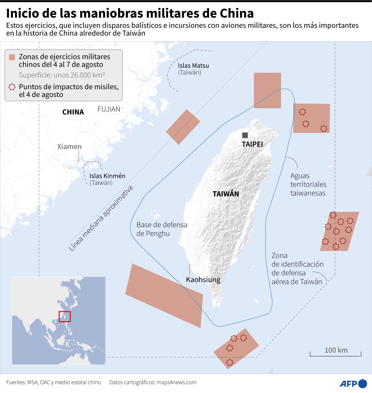 China sacude el Estrecho de Taiwán con disparos de misiles bloqueando la isla