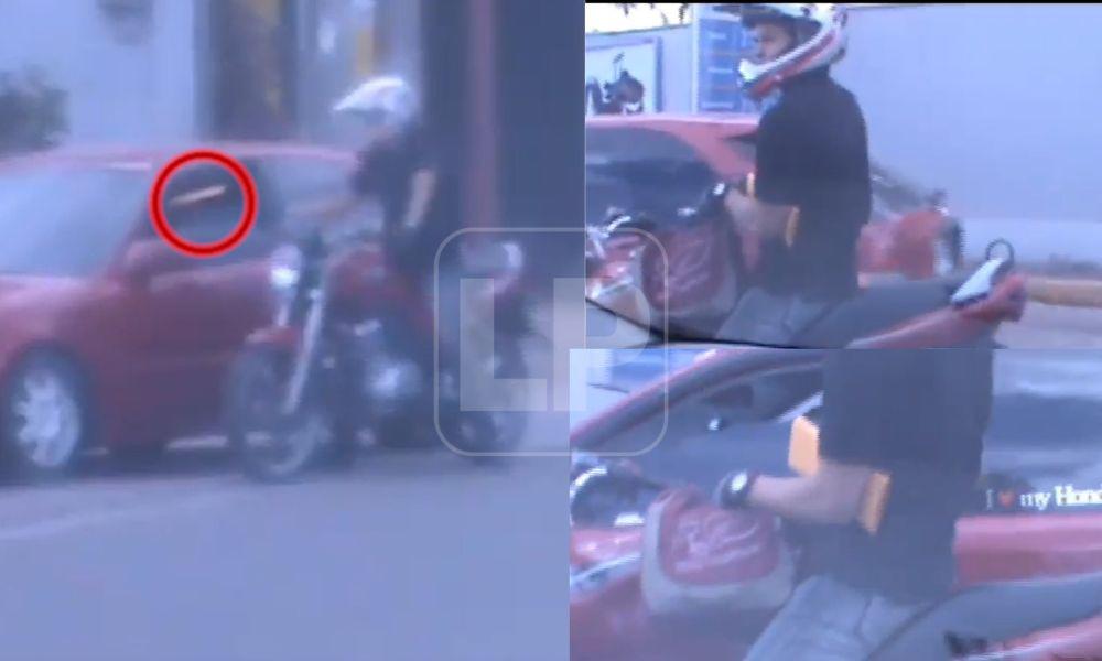 $!“Recolector” de extorsión se traslada sobre moto en una zona de San Pedro Sula y se acerca a un turismo, donde la víctima lo espera con un sobre