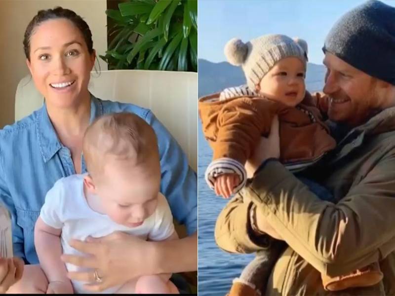 Fotos de archivo del príncipe Harry, su esposa Meghan y su hijo Archie.