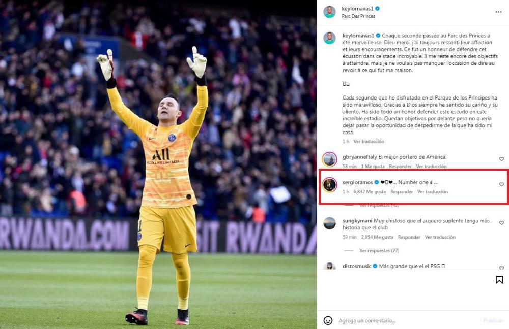 El mensaje de Sergio Ramos a la despedida de Keylor Navas del PSG.