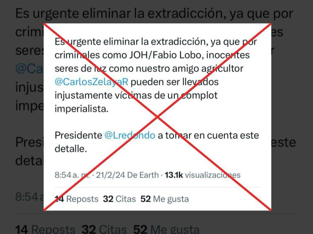 Captura de pantalla a una publicación de X hecha el 22 de febrero de 2024.