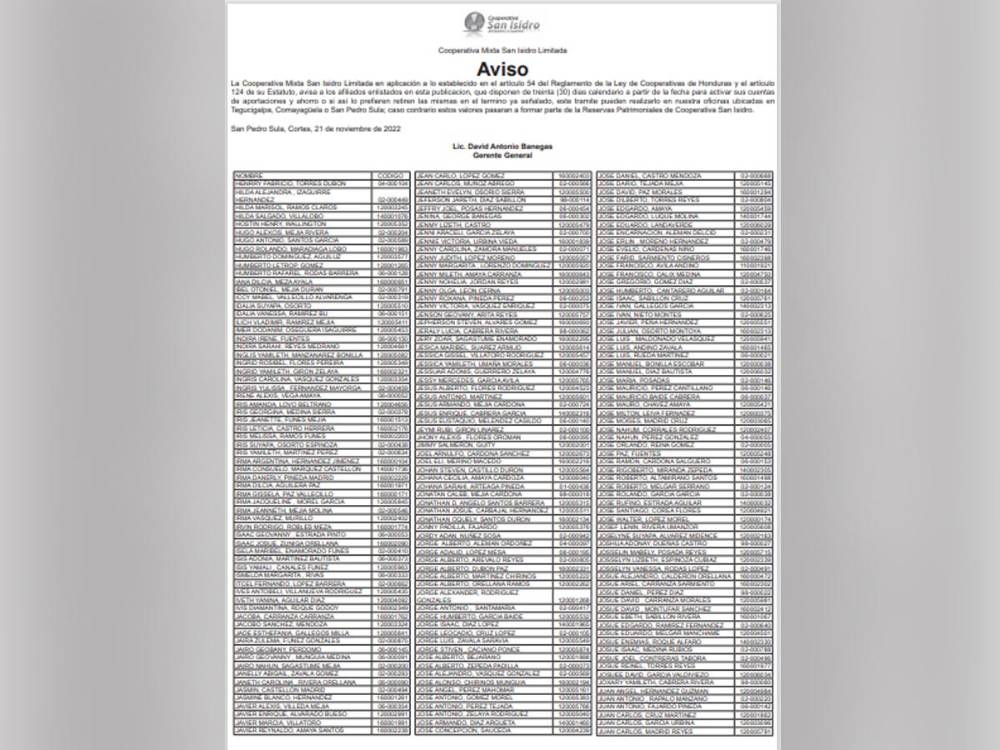 Especial Cooperativa Mixta San Isidro Limitada