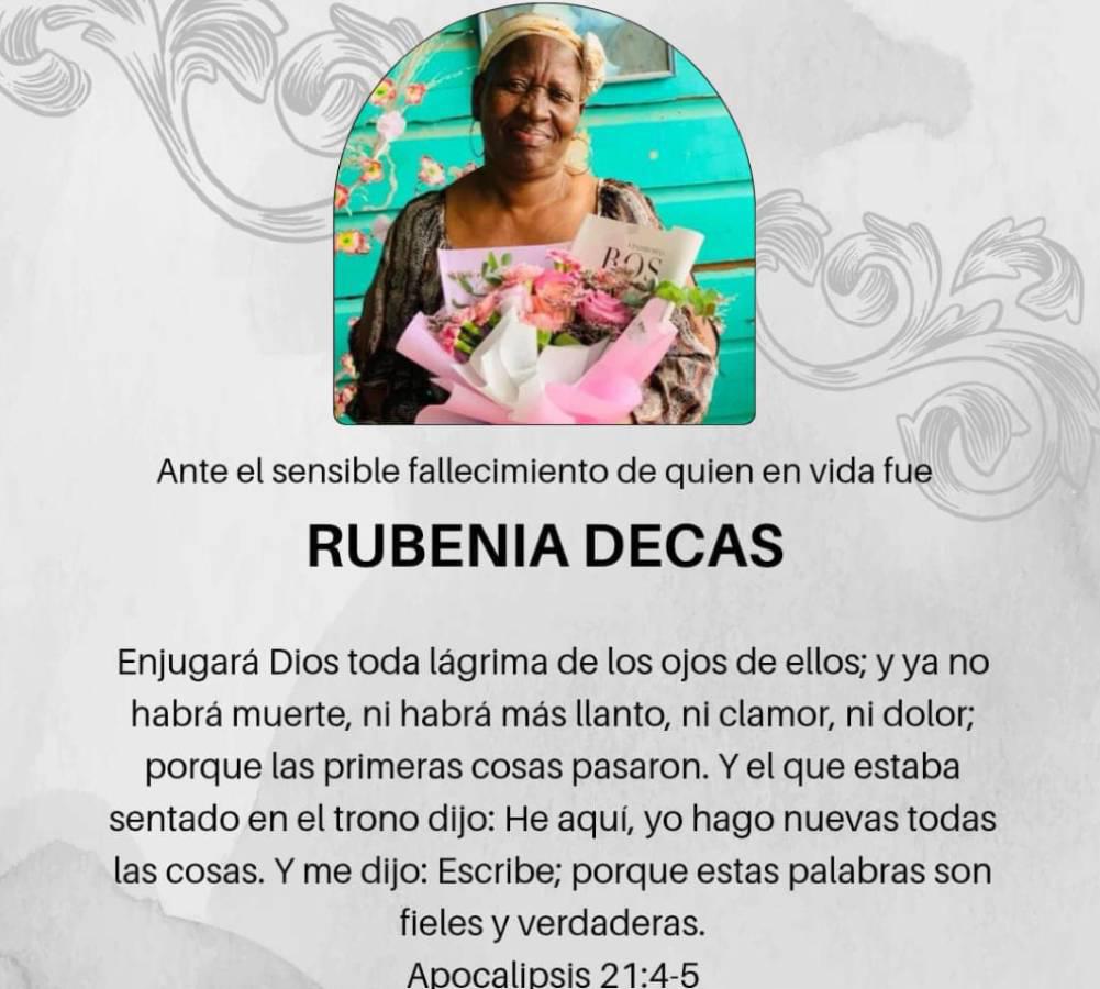Doña Rubenia Decas murió a los 61 años de edad.