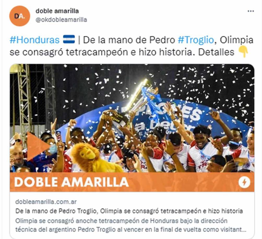 Doble Amarilla de Argentina - “De la mano de Pedro Troglio, Olimpia se consagró tetracampeón e hizo historia”.