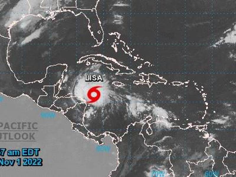 Ubicación de la tormenta tropical Lisa, según el Centro Nacional de Huracanes (NHC).