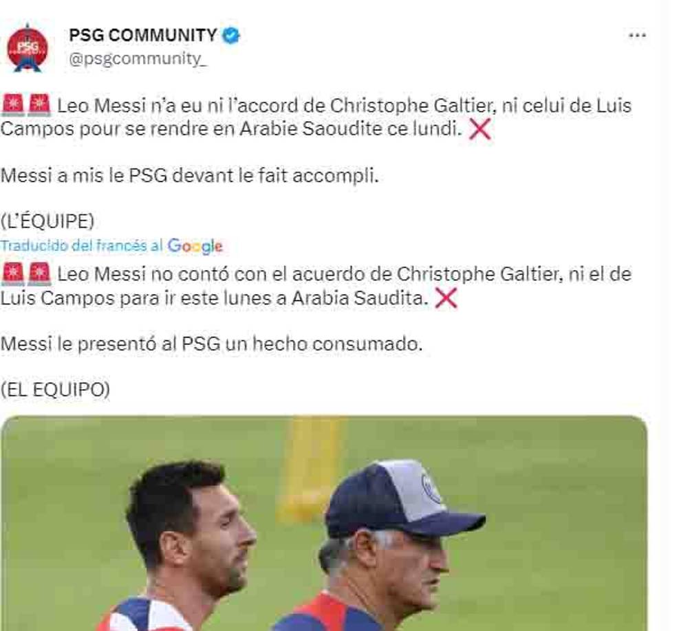 Messi se fue a Arabia Saudita un día después de la derrota del PSG y sin el permiso definitivo del DT y gerente deportivo del club galo.