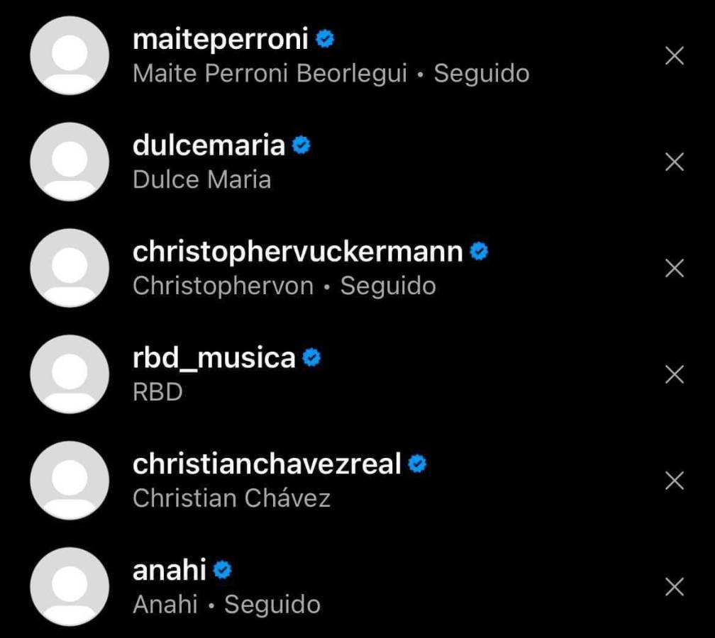 Cuentas oficiales de RBD.
