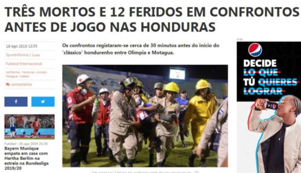 La información de lo ocurrido en Honduras llegó inclusive a Portugal.
