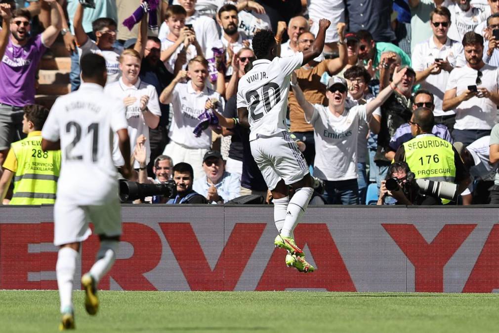 La celebración de Vinicius tras su golazo contra el Betis.