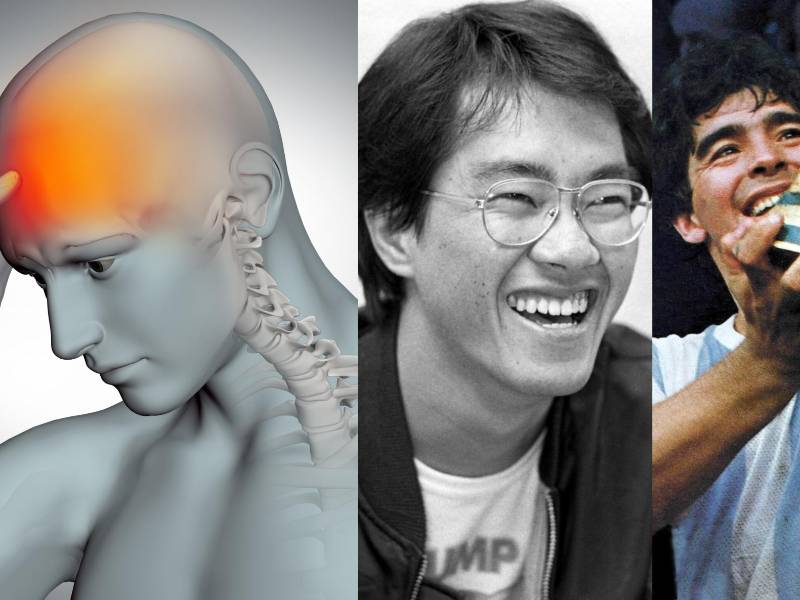 Akira Toriyama y Diego Maradona sufrieron un hematoma causado por una lesión craneal severa.