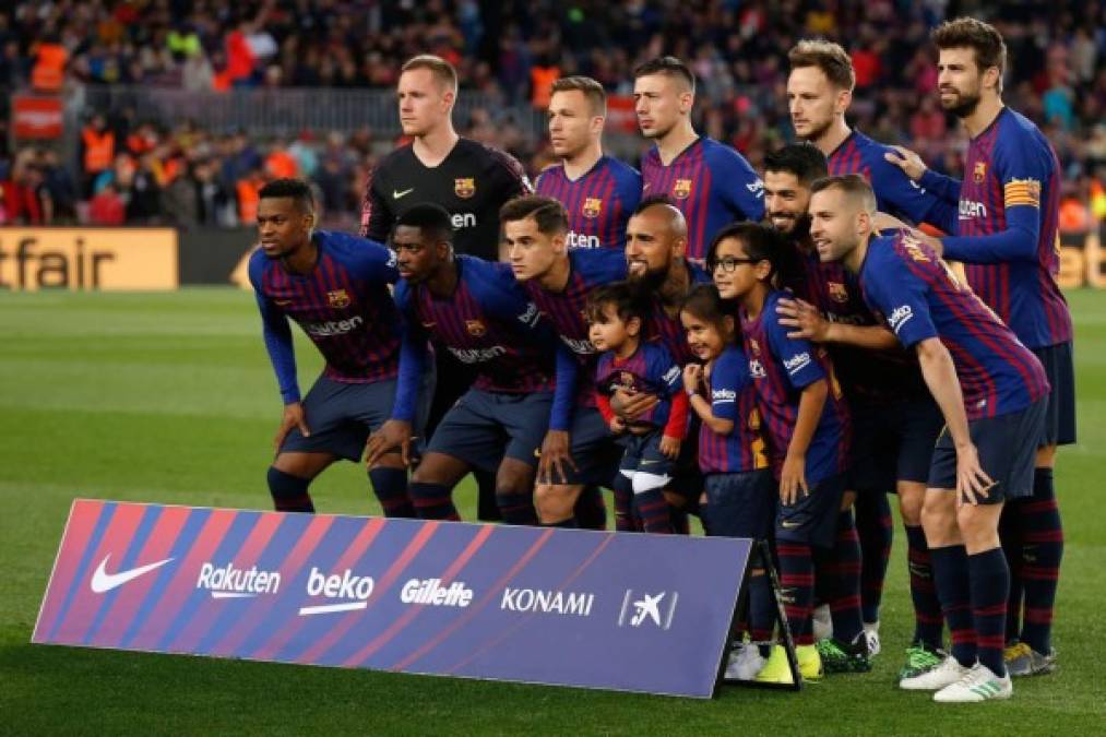 El 11 titular con el que salió el Barcelona al Camp Nou para enfrentar al Levante. Foto AFP