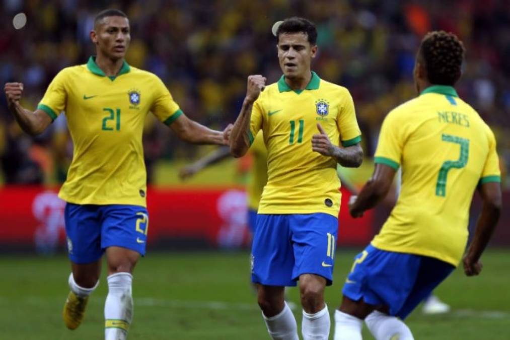 La celebración de Coutinho tras su gol marcado a Honduras.