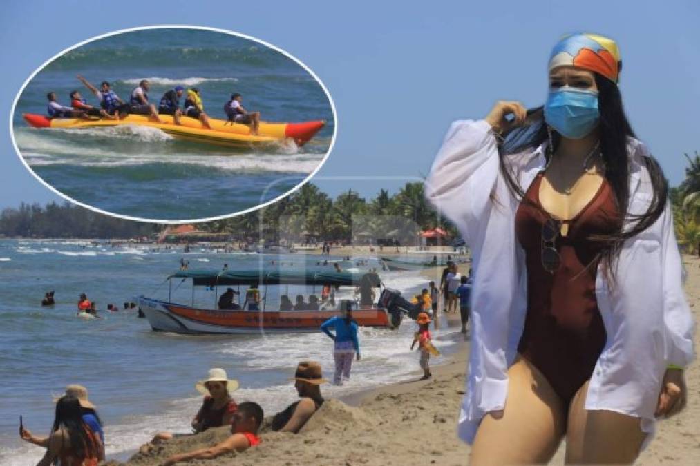 Algunos hondureños decidieron acudir a las playas desde este domingo para refrescarse y comenzar la Semana Santa 2021 pese a la pandemia. Fotos Melvin Cubas.