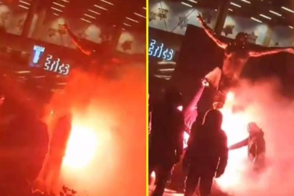 Los ultras del Malmö también han tratado de quemar la famosa estatua gigante de Zlatan Ibrahimovic.