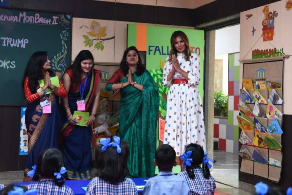 Melania observó las prácticas de mindfulness, relato de historias y dibujo en la escuela que impulsa un novedoso programa de felicidad para los niños de Nueva Delhi.