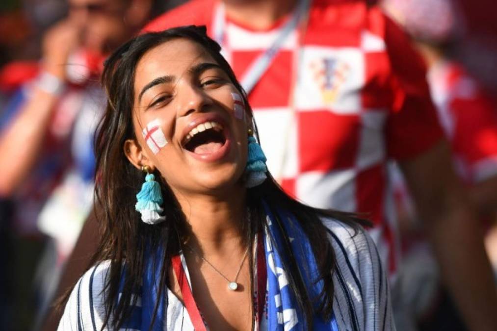 Esta aficionada inglesa llegando al estadio Luzhniki de Moscú.